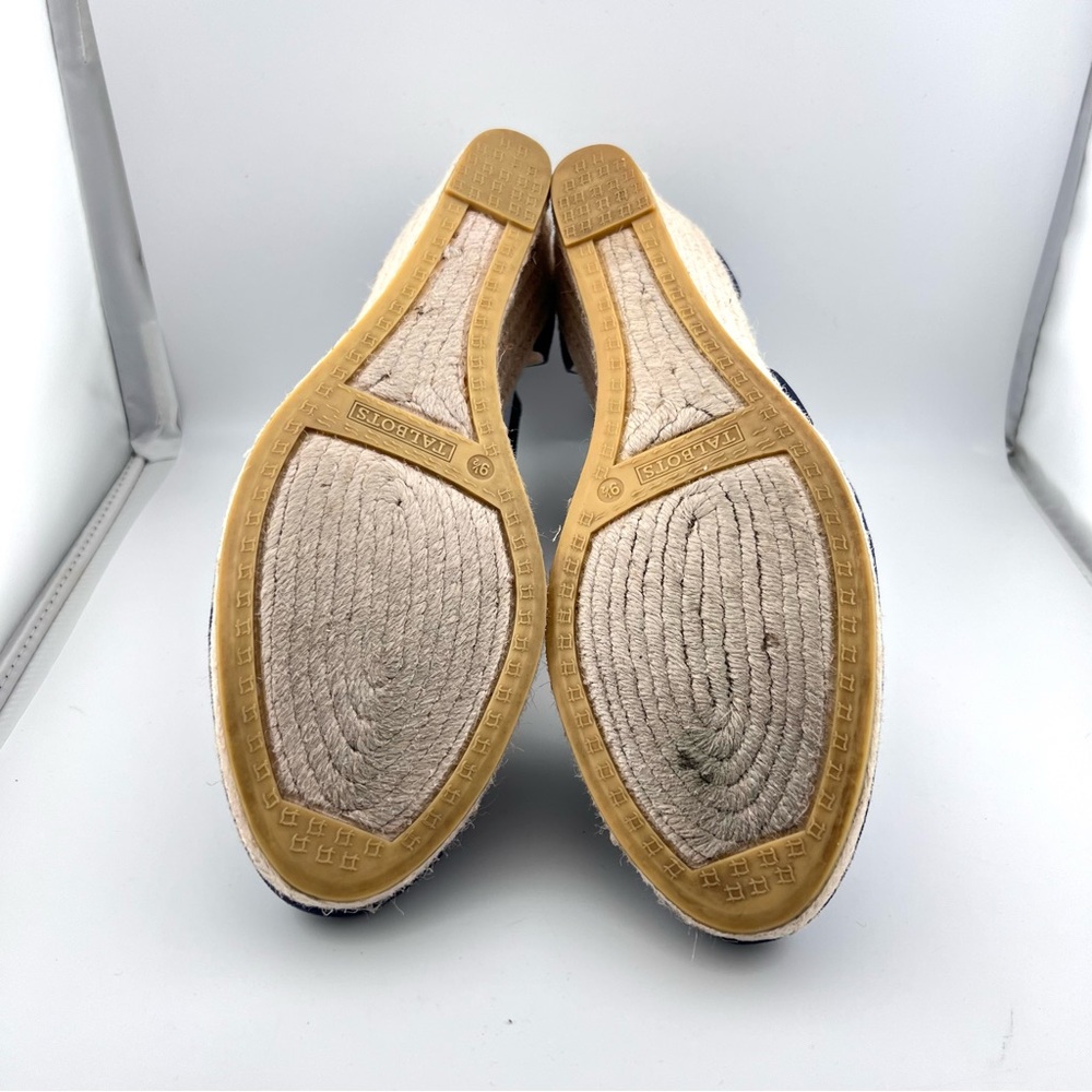 Talbots Lyndsay D'Orsay Espadrille Wedge Shoes 9.5 Blue Canvas Coastal Preppy - Picture 10 of 10